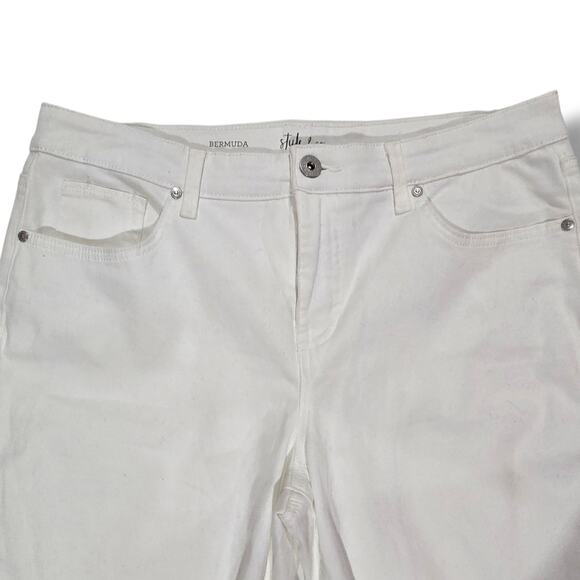 Style & Co Women’s White Bermuda Denim Shorts – Size 14, Raw Hemline - Picture 2 of 7